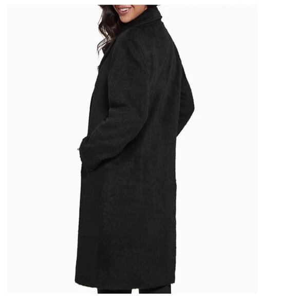 GUESS double breasted notched collar women's long coat - BLACK - Plus Size XXL - Picture 14 of 14